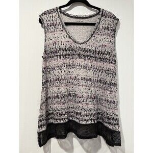 DKNY Top Womens Large Sleeveless Stretch Travel Vacation Punk Biker Indie Grunge